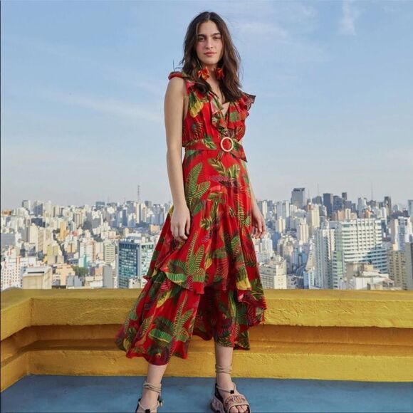 FARM Rio Dresses & Skirts - Farm Rio Red Forest Birds without Belt size M